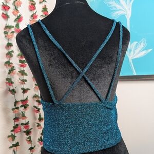 Sparkling Blue Crisscross Back Top